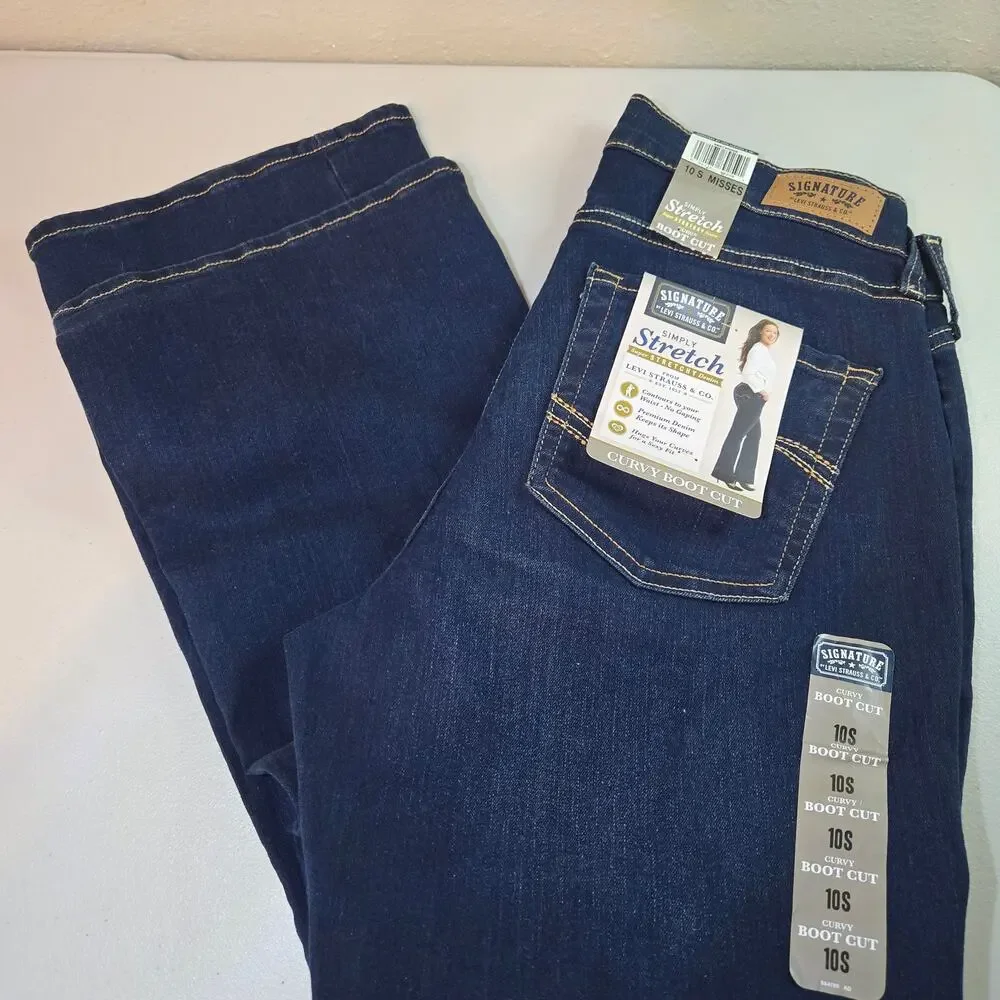 NWT Signature Levi Strauss‎ & Co Mid Rise Curvy Stretch Boot Cut Jeans Size 30s - Picture 4 of 5